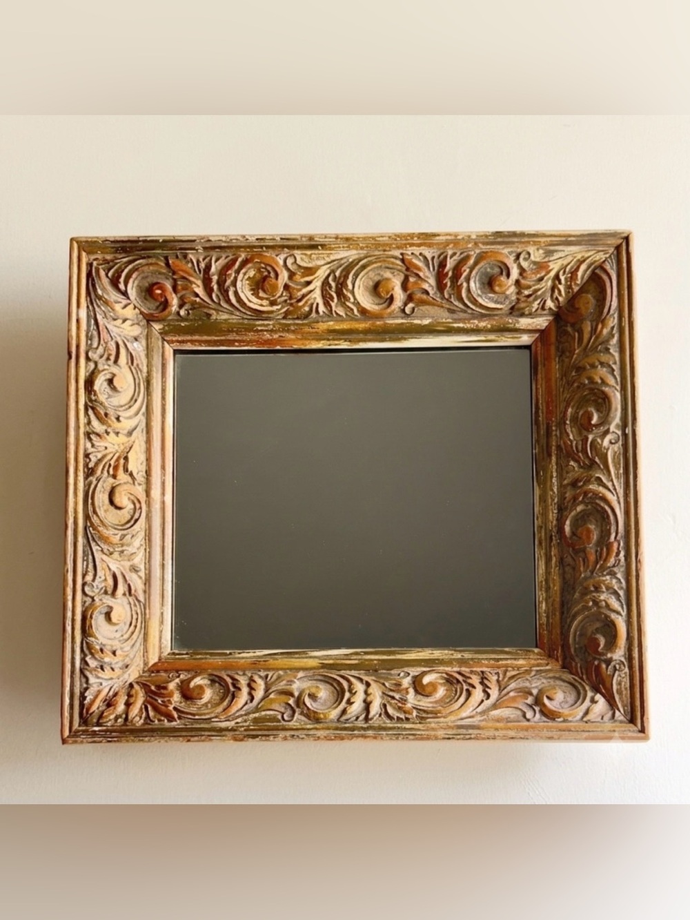 Vintage Baroque Gold Gilt Beveled Accent Mirror